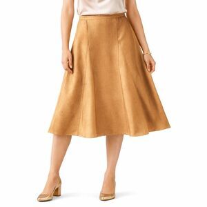 Banana Republic Fit & Flare Linen Midi Skirt Bronze Gold Women Size 4 Lined Shee